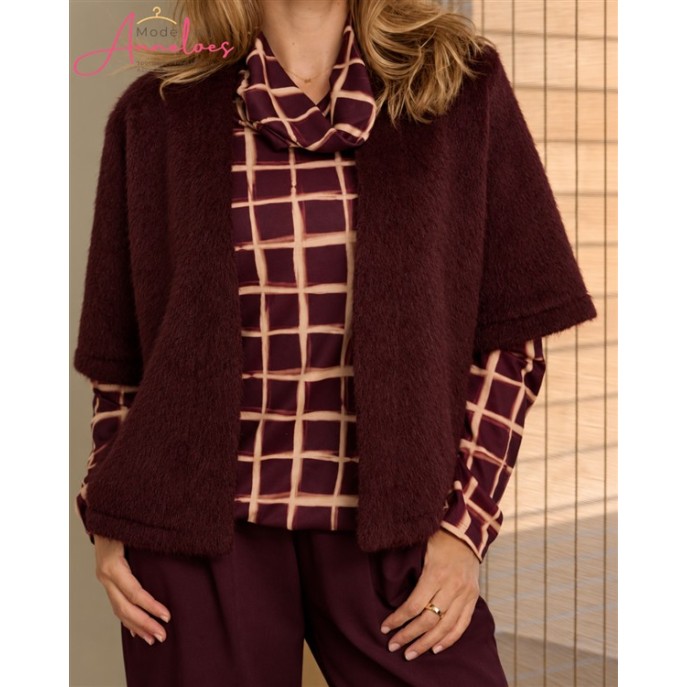 FOS Gilet Lia Alpaca 7878 Port/wijnrood FOS Gilet Lia Alpaca 7878 Port/wijnrood